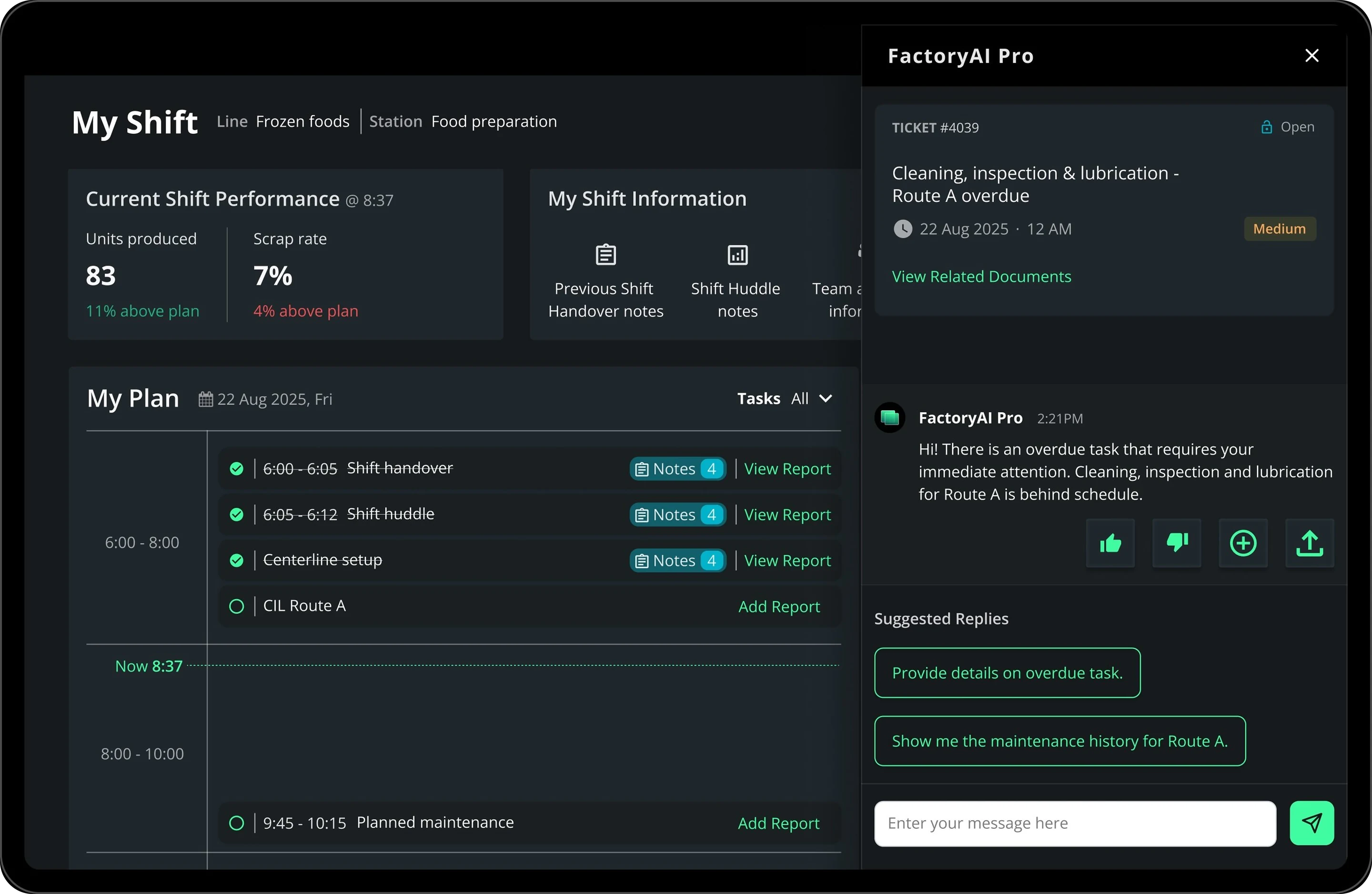 Operator workspace